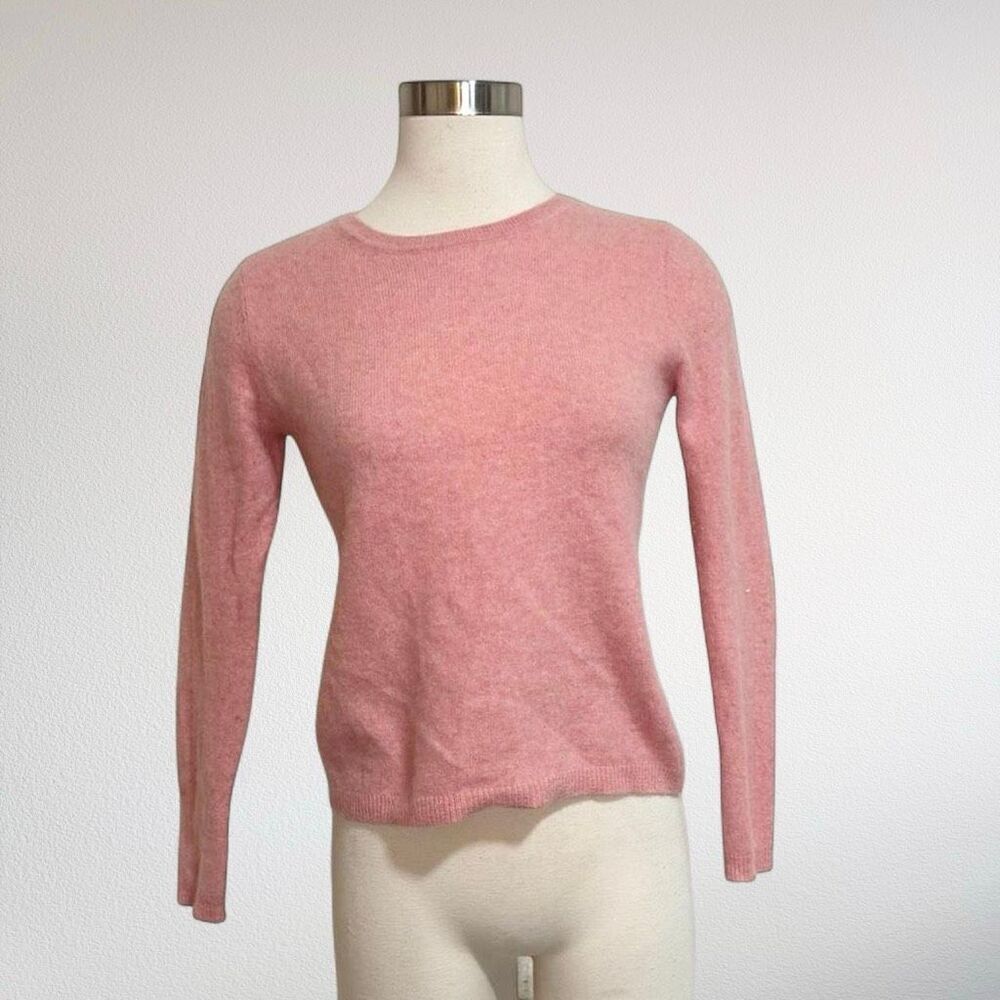 Ellen Tracy Pink Sweater Cashmere Pullover Long Sleeve Small